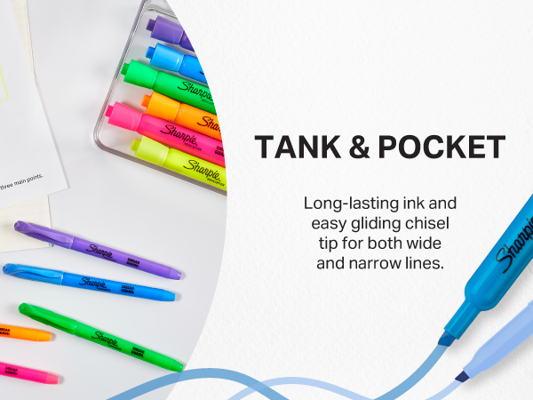 tank pocket style tip type chisel long lasting sharpie blue colorful pastel bible school office home