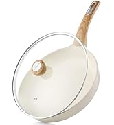 SENSARTE Ceramic Nonstick Frying Pan Skillet with Lid, 9.5inch Non Stick Pan Omelet Pans, Non-tox...