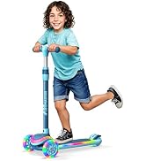 3-Wheel Kids Scooter with Multi-Color Lights on Deck & Wheels – 5-Height Adjustable Handlebar, Wi...