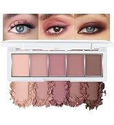 5 Color Eye Shadow Palette Makeup, Nude Coffee Pink Brown Dark Brown, Velvety Matte Finish, Highl...