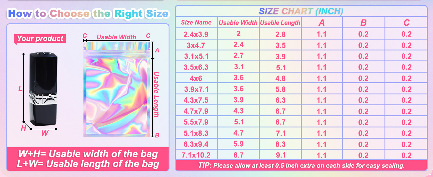How to Choose the Right Size of Reasealable Holographic Bags