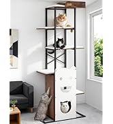 Feliskyn Wood Cat Tree Tower, 84 Inch Modern Extra Tall Cat Condo Trees for Indoor Cats Large Adu...