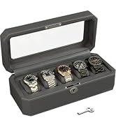 High Quality Watch Case with Lock, PU Leather Watch Organizer Display Case | Sheepskin Suede Slow...