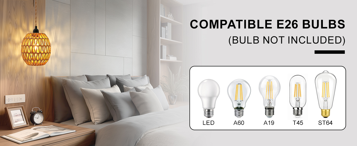 Rattan Pendant Light with Egg Shade