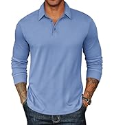 COOFANDY Mens Long Sleeve Polo Shirts Classic Casual Button Polo Tee Lightweight Collared Golf Shirt