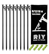8 Pack Tent Stakes Heavy Duty Metal Tent Pegs for Camping Steel Tent Stakes 16 inch Unbreakable a...