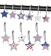 MALLMALL6 12Pcs American Shower Curtain Hooks Hangers, 4th of July Independence Day Patriotic The...