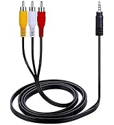 SatelliteSale Auxiliary 3.5mm Audio/Video Jack to 3-RCA Digital Stereo Composite Aux Cable PVC Bl...
