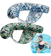 FindUWill Inflatable Pool Floats Chairs, 2-Pack Comfortable Fabric Covered Pool Chairs with Sling...