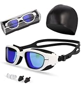 Hurdilen Swim Goggles, Goggles Adult with Swimming Cap, Nose Clip & Ear Plugs, UV Protection Anti...