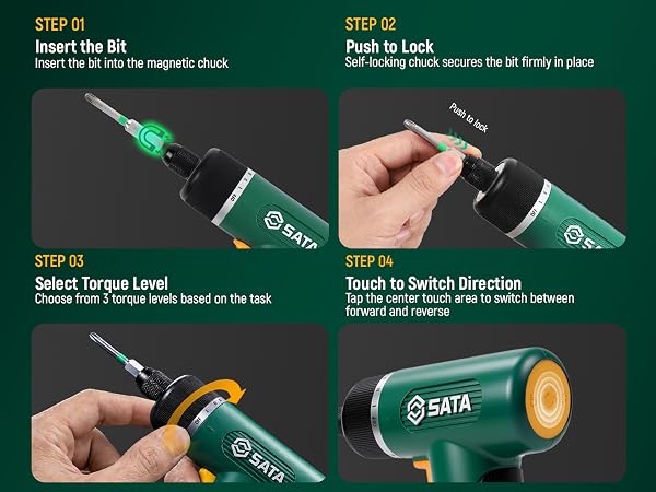 Step-by-step electric screwdriver setup and operation guide