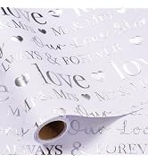 RUSPEPA Wedding Wrapping Paper, Mini Roll, Silvery Gold Foil LOVE Design, Perfect for Wedding, Br...