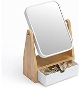 YEAKE Vanity Makeup Mirror with Storage, 1X/3X Double Sided Magnifying Mirror with Adjustable Nat...