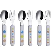EXZACT Kids Flatware Set 6 Piece Stainless Steel Toddler Forks Spoons | 12M 18 10 BPA Free Easy G...