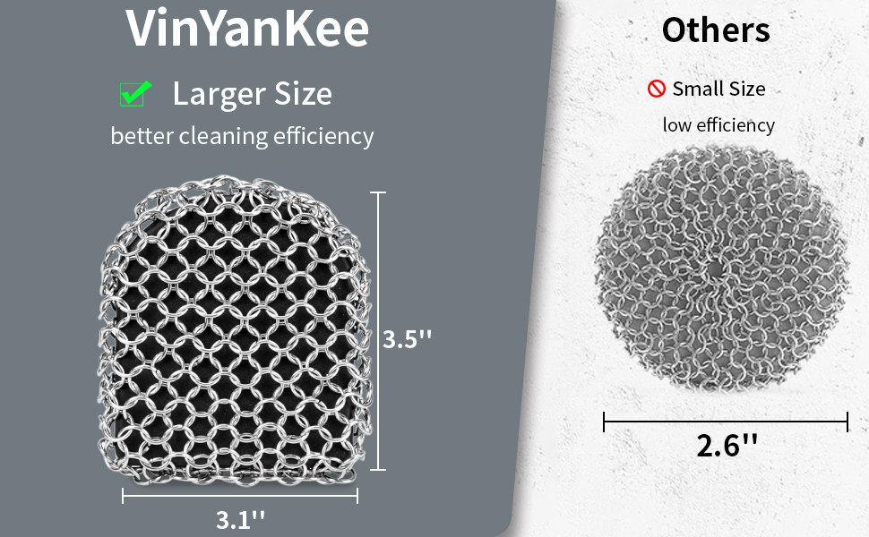 Cast Iron Scrubber Cast Iron Cleaner Dish Scrub Brush Chainmail Scrubber for Pan Cleaning Kit