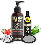 Derm Dude Holy Foot Set | Cream for Dry Cracked Heels, Shoe Deodorizer Spray & 4-in-1 Foot Scrubb...