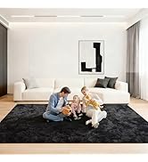 Ehayx Tie-Dyed Black Grey 6x9 Area Rugs for Living Room, Soft Fluffy Large Rug for Bedroom, Shag ...