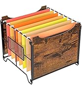 Oterri Hanging file box,Large Hanging File Organizer, Rustic Wood & Metal File Storage Organizer,...