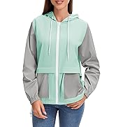 Zando Women's Lightweight Rain Jacket with Hood Waterproof Raincoat for Women Packable Windbreake...