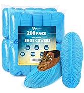 squish 200 Pack Shoe Covers Disposable Non-Slip, Blue Non-Woven Fabric Boot Covers for Indoors Br...