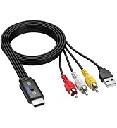 CAMWAY 1080P RCA to HDMI Converter Male Cable 5ft - Lossless Transmission,16:9/4:3 Switch,Pro AV ...