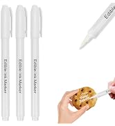 Cycayit White Edible Markers,3-Pack White Edible Ink Markers for Cookies,Food Coloring Pens for B...