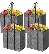 BALEINE 4 PK Grocery Bags Reusable Shopping Bags with Reinforced Bottom, Heavy Duty Foldable Tote...