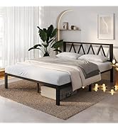 Novilla 14 Inch Full Size Bed Frame with Headboard, Metal Platform Bed Frame, Full Bed Frame No B...