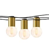 Brightech Glow LED String Lights - 26 Ft Commercial Grade Patio Lights with Brass Accents - Outdo...