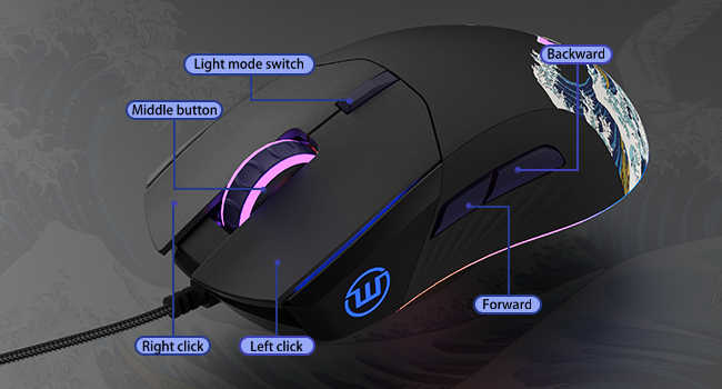 Black RGB Anime Gamer Mouse