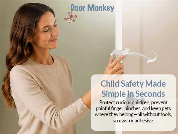 girl attching the door monkey