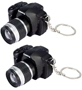 2Pcs Black Camera Keychain with Sound,Key Ring Decor Bag Wallet Pendant,Mini Camera Design Keycha...