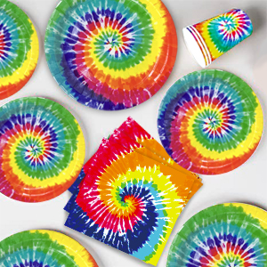 tie-dye party tableware