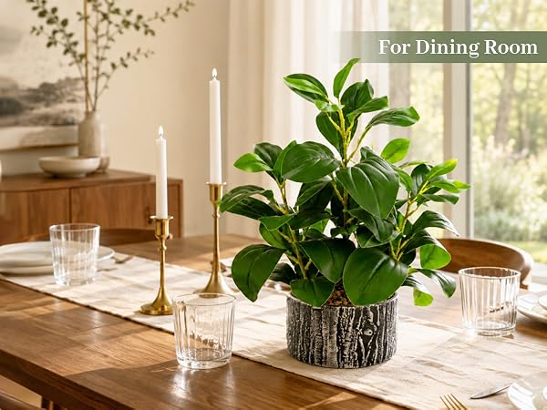 artificial green potted plant dining room table decor