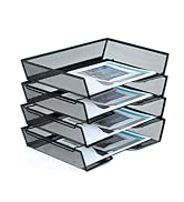 SETTFRFE 4-Tier Letter Tray Desk Organizer, Mesh File Stackable Paper Tray Organizer for Desk, De...