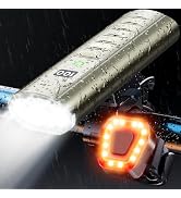 High Lumen Bike Light Set, Prasky Rechargeable Bicycle Lights Front and Rear, Super Bright LED He...