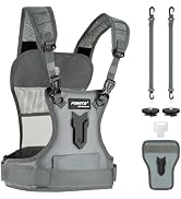 FOMITO Dual Camera Chest Harness System, Professional Photography Vest with Side Holster, Gray