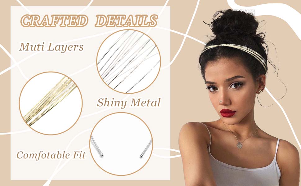 silver headbands multi layers hairbands stylish hair accessories formal bridal row wire headband