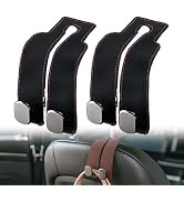 Headrest Hooks for Car, 2026 New Leather Headrest Hooks for Car, Multifunctional Double Hook Hold...