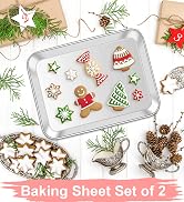 Stainless Steel Baking Sheet Set of 2, Deedro Cookie Sheet Metal Baking Pan Oven Tray, Non Toxic ...