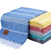 GOLD CASE HOME COLLECTION Lycia Turkish Beach Towel Set of 6-100% Cotton & Sand Free Towels for V...