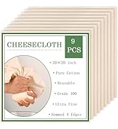 WMKGG 9 PCS Cheese Cloths, Grade 100, 20x20 Inch Cotton Cheesecloth with Hemmed 4 Edges, Reusable...
