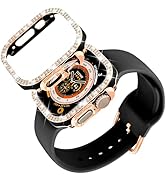 DABAOZA Compatible for Apple Watch Bands 49mm with Bumper, Bling Glitter Women Silicone Soft Comf...