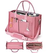 FIORETTO Canvas Tote Bag for Women with Zipper Closure & Individual Compartments for Work College...
