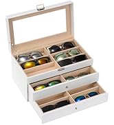 ProCase 3-layer Sunglasses Storage Organizer, 18 Slots Leather Sunglass Box Multiple Pairs Eyegla...