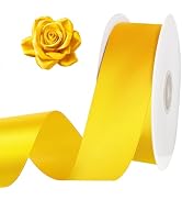 Yellow Satin Ribbon 120 Yards 1 1/2 Inch Yellow Ribbon for Easter Baskets Gift Wrapping Flower Bo...