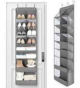 Yecaye Over the Door Shoe Organizer Hanging with Large Pockets, 8 Tier Back of Door Storage for N...