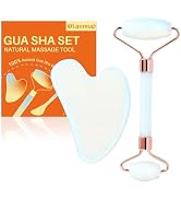 Olaemuo Opal Gua Sha and Face Roller, Real Jade Gua-Sha Stone Facial Tools Set for Reduce Puffine...