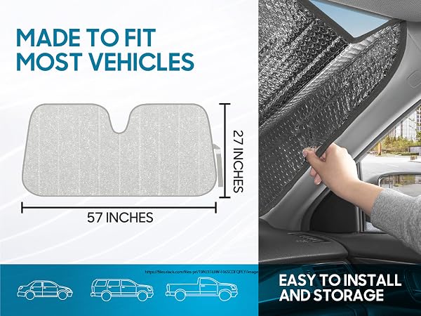 BDK Front Windshield Shade-Accordion Folding Auto Sunshade for Car Truck SUV