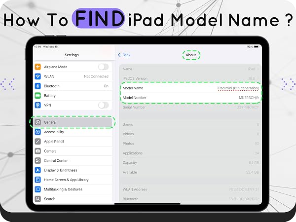 how to find ipad model name